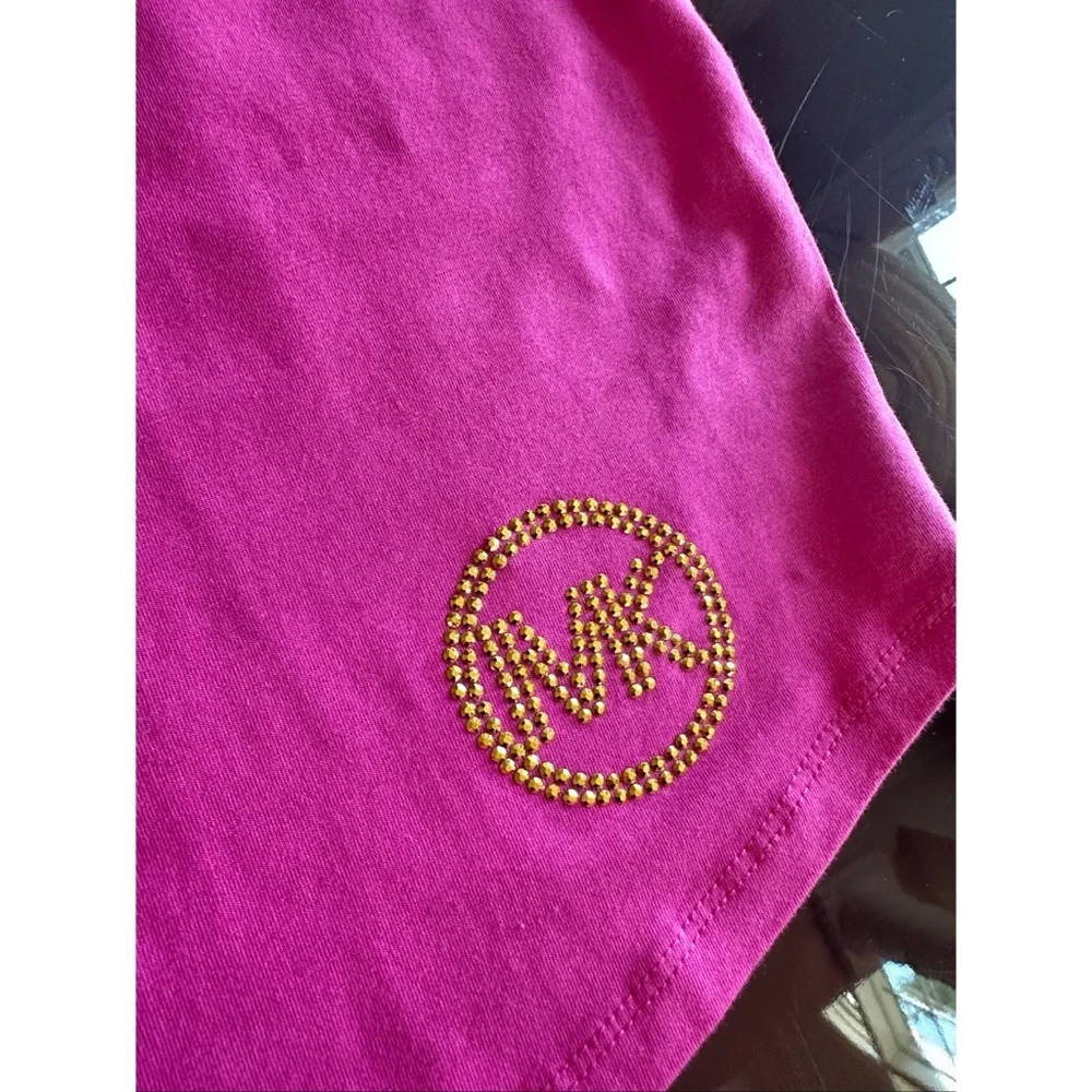 Michael Kors Hot Pink Mini Shift Dress With Gold Logo, S